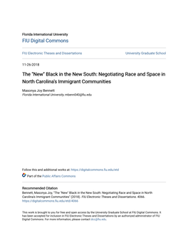The "New" Black in the New South: Negotiating Race and Space in North Carolina's Immigrant Communities