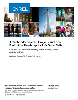 A Techno-Economic Analysis and Cost Reduction Roadmap for III-V Solar Cells Kelsey A