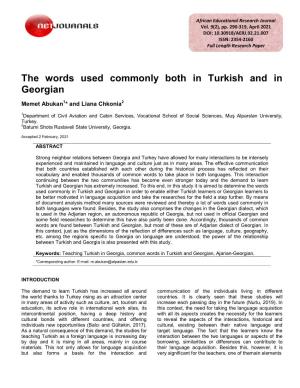 The Words Used Commonly Both in Turkish and in Georgian