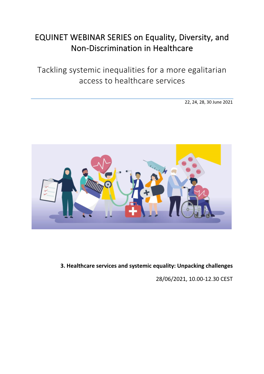 EQUINET WEBINAR SERIES on Equality, Diversity, and Non-Discrimination in Healthcare