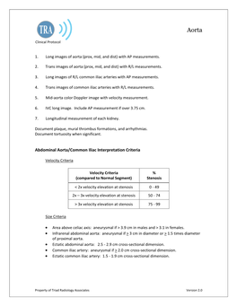 Abdominal Aorta/Common Iliac Interpretation Criteria