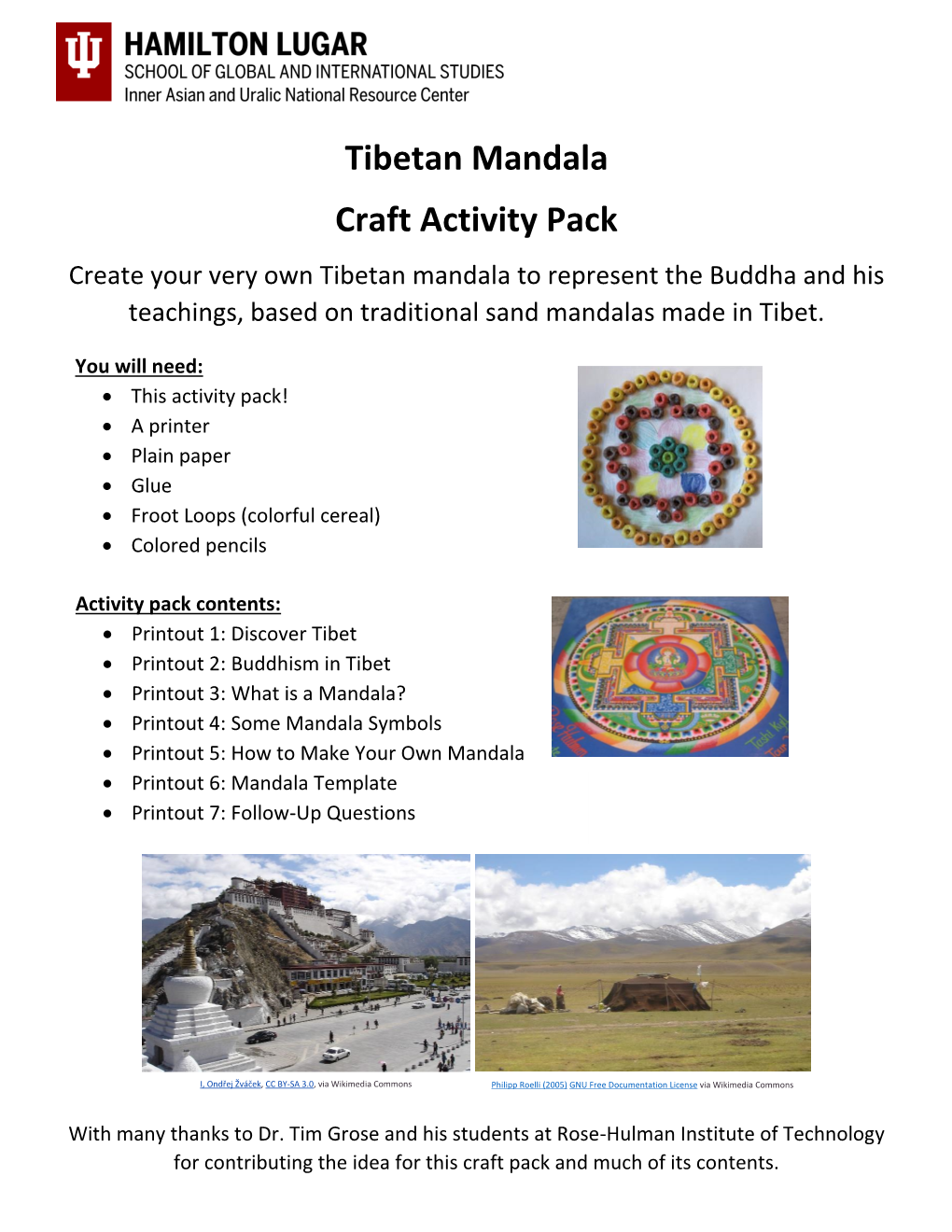 Tibetan Mandala Craft Activity Pack