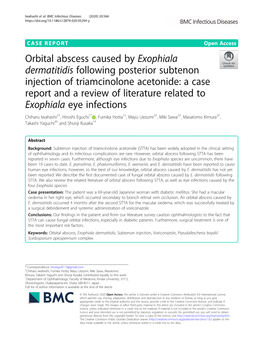 Orbital Abscess Caused by Exophiala Dermatitidis Following Posterior