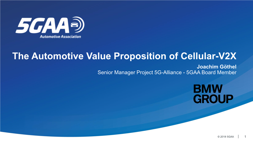 The Automotive Value Proposition of Cellular-V2X – BMW Group