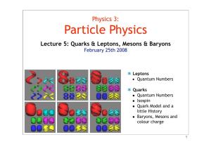 Lecture 5: Quarks & Leptons, Mesons & Baryons