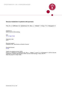 Glucose Metabolism in Patients with Psoriasis