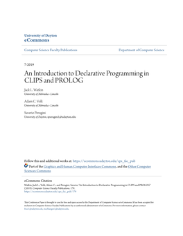 An Introduction to Declarative Programming in CLIPS and PROLOG Jack L