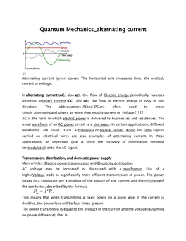 Quantum Mechanics Alternating Current