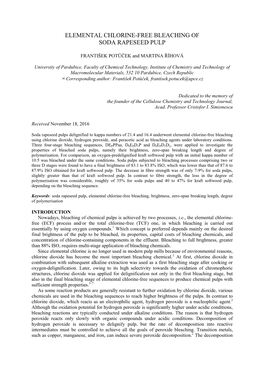 Elemental Chlorine-Free Bleaching of Soda Rapeseed Pulp