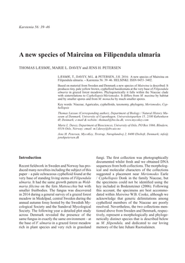 A New Species of Maireina on Filipendula Ulmaria