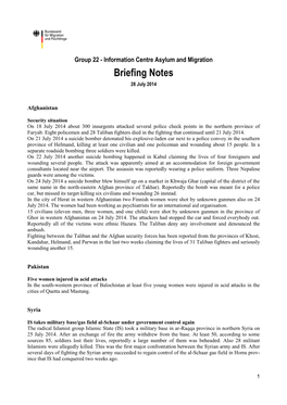 Briefing Notes 28 July 2014