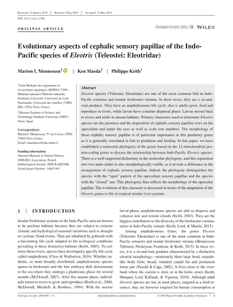 Evolutionary Aspects of Cephalic Sensory Papillae of the Indo‐ Pacific Species of Eleotris (Teleostei: Eleotridae)