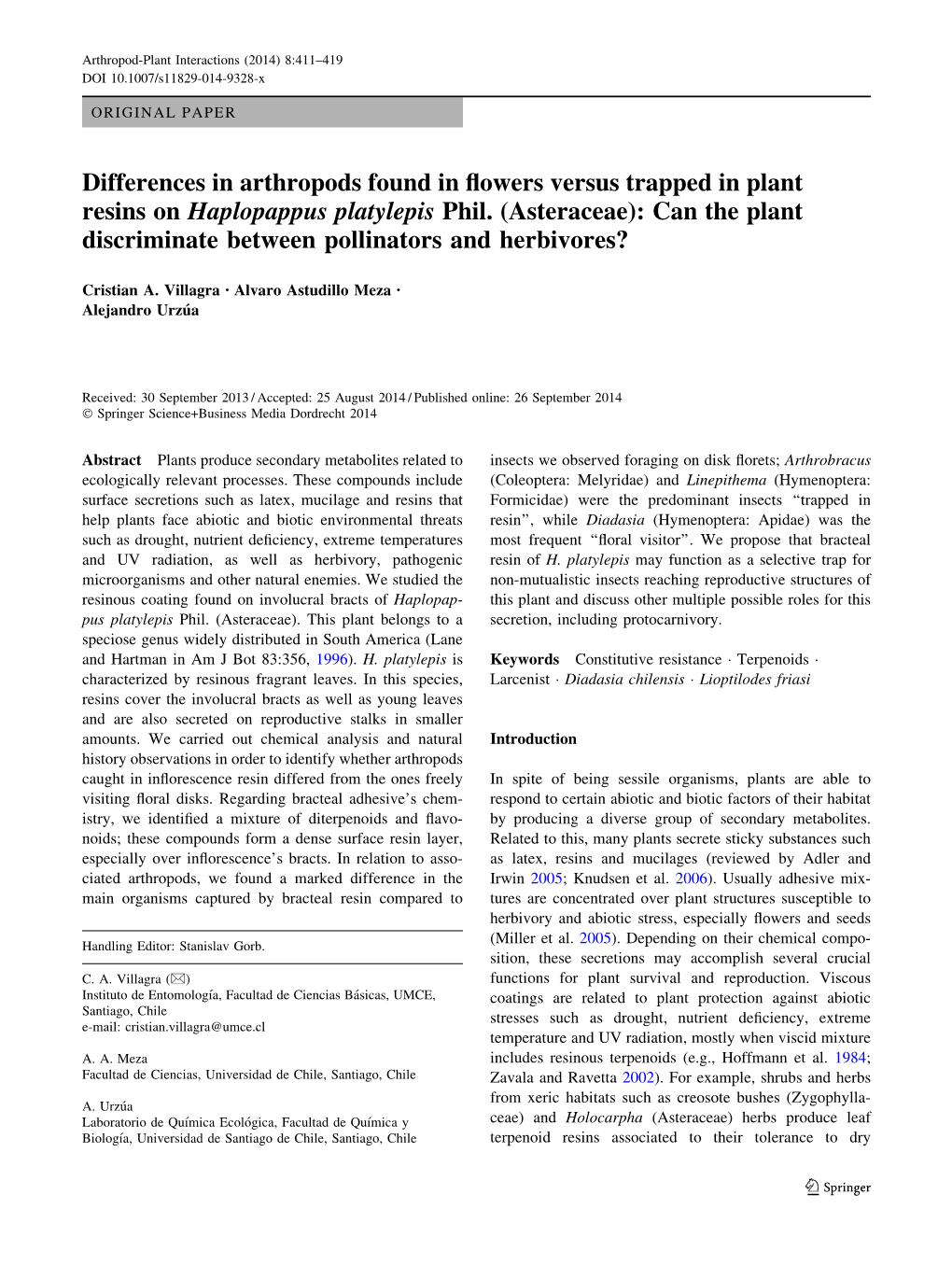 Differences in Arthropods Found in Flowers Versus Trapped in Plant