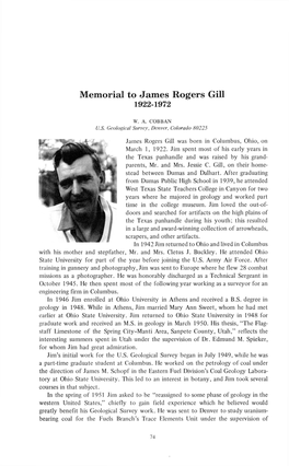 Memorial to James Rogers Gill 1922-1972