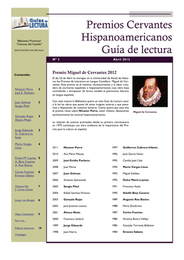Premios Cervantes Hispanoamericanos Guía De Lectura