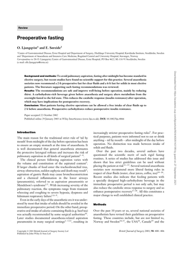 Preoperative Fasting