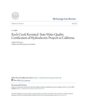 State Water Quality Certification of Hydroelectric Projects in California Andrew H