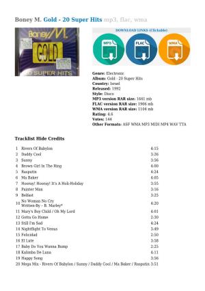 Boney M. Gold - 20 Super Hits Mp3, Flac, Wma