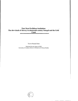 The Slow Death of Slavery in Nineteenth Century Senegal and the Gold Coast