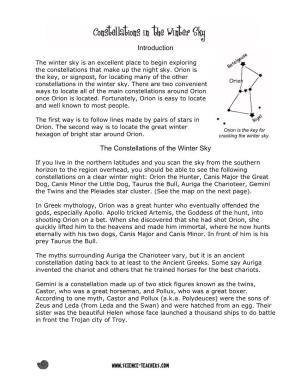 Introduction the Constellations of the Winter