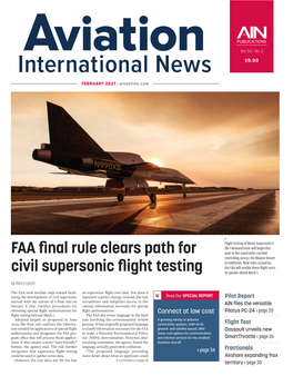 FAA Final Rule Clears Path for Civil Supersonic Flight Testing