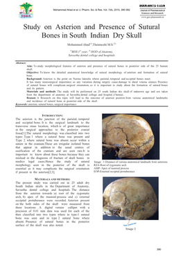 Study on Asterion and Presence of Sutural Bones in South Indian Dry Skull