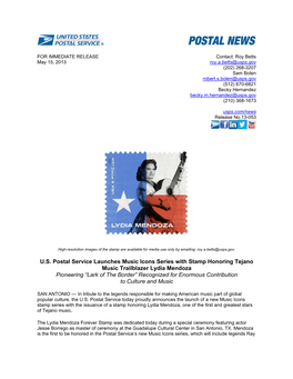 US Postal Service Launches Music Icons Series