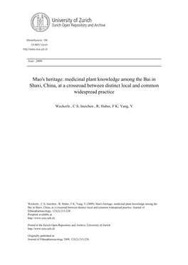 'Mao's Heritage: Medicinal Plant Knowledge