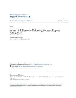 Alma Link Resolver Referring Sources Report 2015-2016 Andrée J