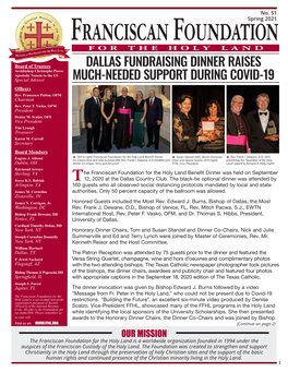 Dallas Fundraising Dinner Raises Much-Needed Support During Covid-1) LETTER from the CUSTOS Dewane to Present the Fr