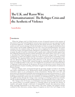 Razor-Wire Humanitarianism’: the Refugee Crisis and the Aesthetic of Violence