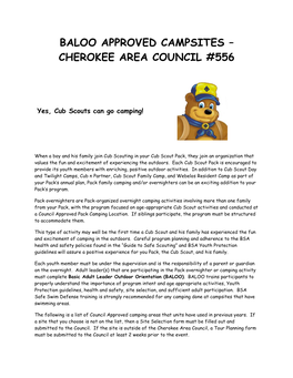 Baloo Approved Campsites – Cherokee Area Council #556