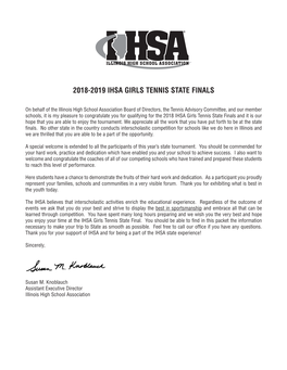 2018-2019 Ihsa Girls Tennis State Finals