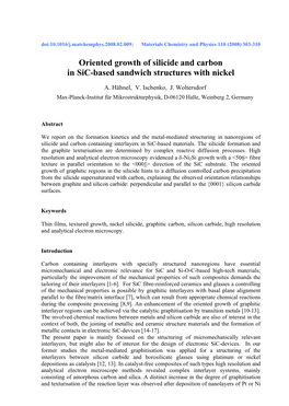 Oriented Growth of Silicide and Carbon in Sic-Based Sandwich Structures with Nickel