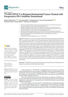 18F-FDG PET/CT in Relapsed Endometrial Cancer Treated with Preoperative PD-1 Inhibitor Dostarlimab