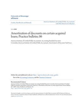 Amortization of Discounts on Certain Acquired Loans; Practice Bulletin, 06 American Institute of Certified Public Accountants