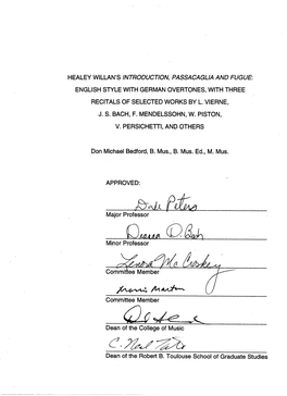 Healey Willan's Introduction, Passacaglia and Fugue: English Style with German Overtones, with Three Recitals of Selected Works by L