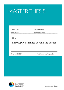 Philosophy of Smile: Beyond the Border