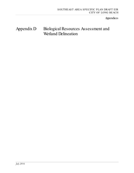 Appendix D Biological Resources Assessment and Wetland Delineation