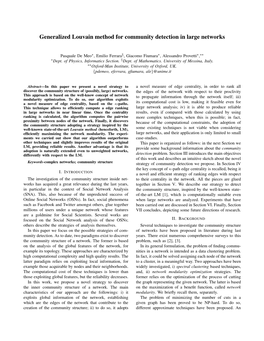 Generalized Louvain Method for Community Detection in Large Networks