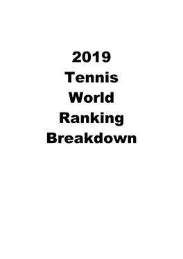 2019 Tennis World Ranking Breakdown