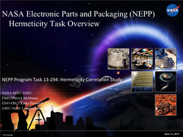 NEPP ETW 2013: Hermeticity Leak Testing
