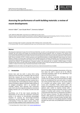 Assessing the Performance of Earth Building Materials: a Review of Recent Developments