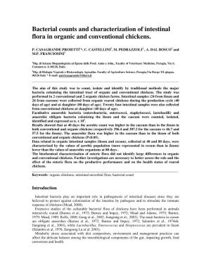 Bacterial Counts and Characterization of Intestinal Flora in Organic and Conventional Chickens