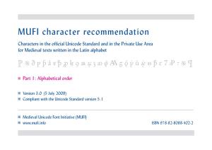 MUFI Character Recommendation V. 3.0: Alphabetical Order