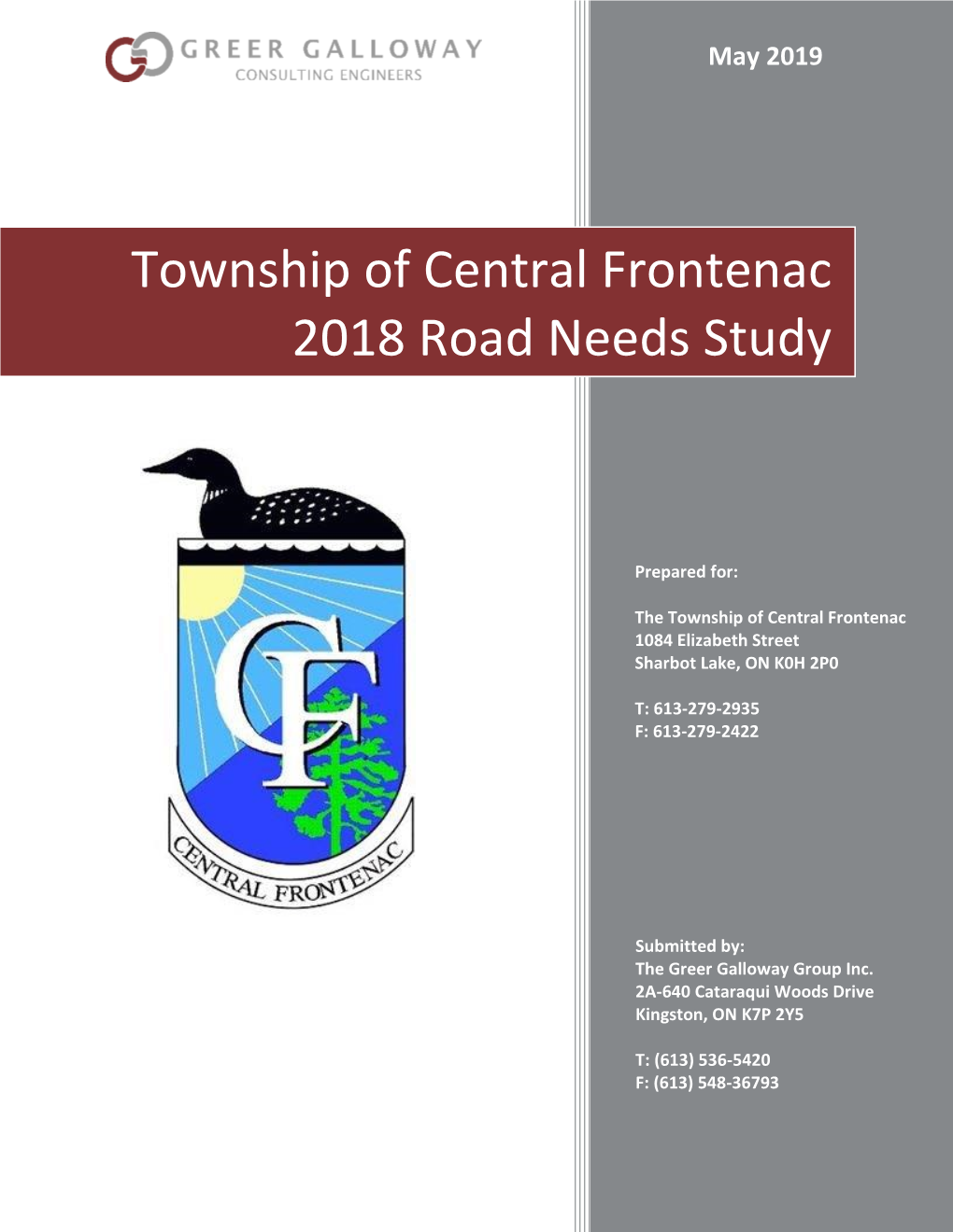 Township of Central Frontenac 2018 Road Needs Study