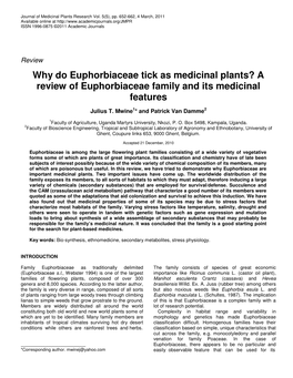 A Review of Euphorbiaceae Family and Its Medicinal Features