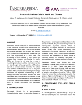 Pancreatic Stellate Cells in Health and Disease