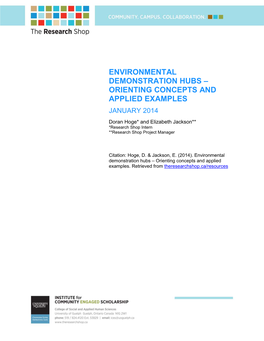 Environmental Demonstration Hubs – Orienting Concepts and Applied