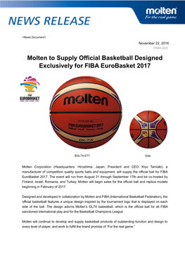 New Official Game Ball for FIBA Eurobasket 2017 (PDF：931KB)